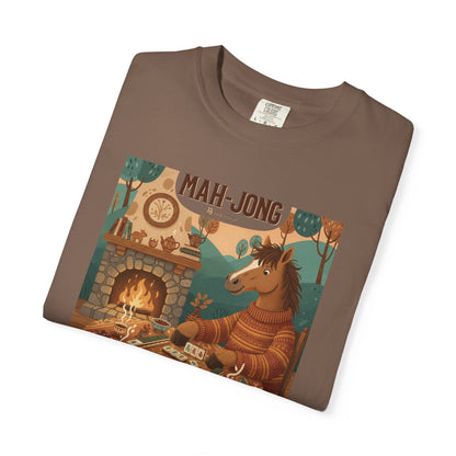 “Mah-Jong: A Stable Diet in the Year of the Horse” T-Shirt — Retro Cozy Mahjong Horse Design