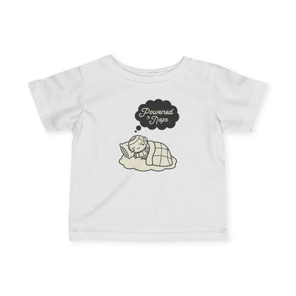 "Powered by Naps" Infant Tee — Cute Sleeping Recharging Baby Robot Android Graphic