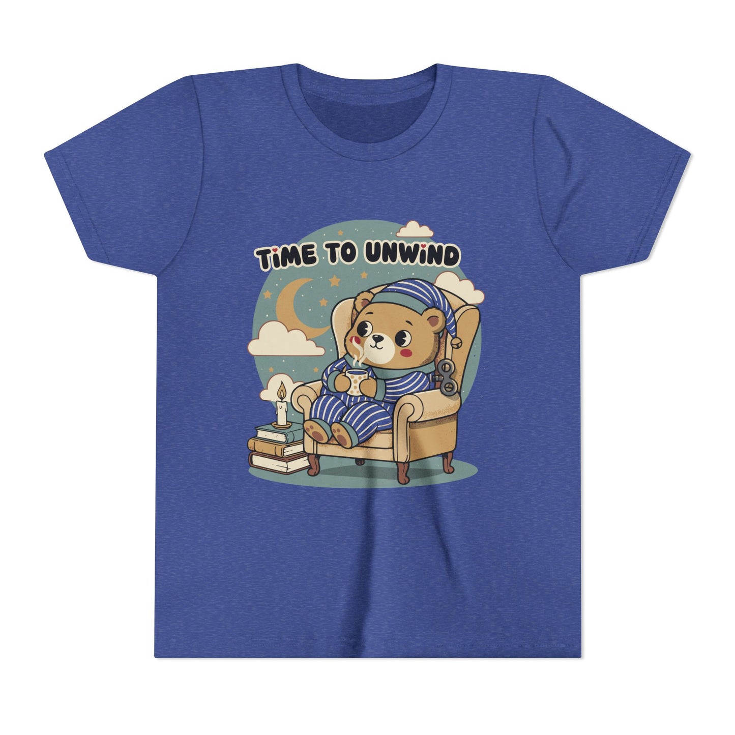 'Time to Unwind' Youth Tee — Windup Toy Bear Relaxing Graphic T-Shirt
