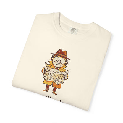 Man With a Plan T-Shirt — Cute Confused Detective Map Graphic Tee