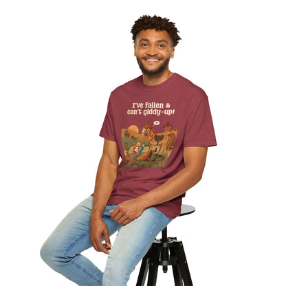 "I've Fallen & Can't Giddy-Up!" T-Shirt — Funny Western Cowgirl Horse Graphic Tee