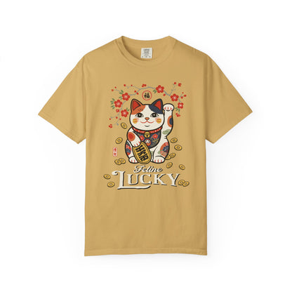 "Feline Lucky" T-Shirt — Lucky Maneki Neko Cat Graphic Tee