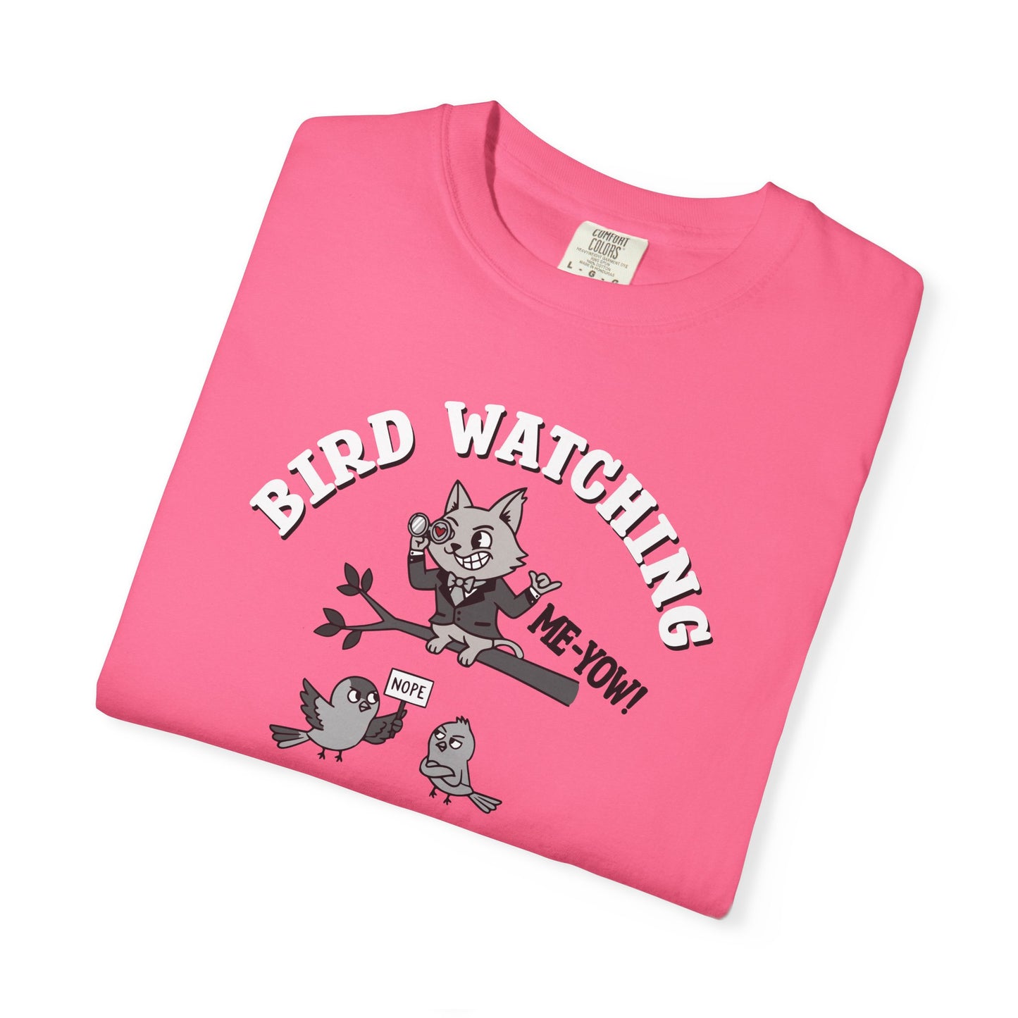 'Bird Watching' T-Shirt — Vintage Cartoon Cat Calling Graphic Tee