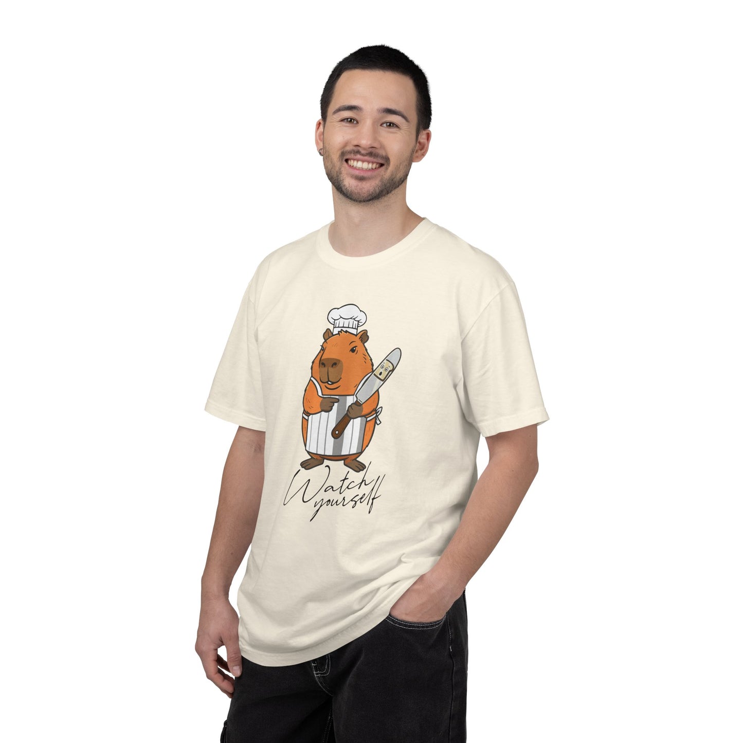 Capybara Chef T-Shirt — "Watch Yourself" Cute Cooking Animal Tee