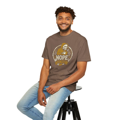 "Nope. Not Today." Skull Tee — Funny Grim Reaper Flipping the Bird Graphic T-Shirt