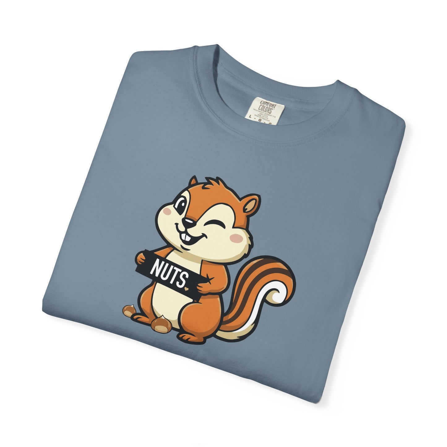 "Chestnuts: Nuts" Couples Tee - Chipmunk Holding 'NUTS' Funny Chestnut Graphic T-Shirt