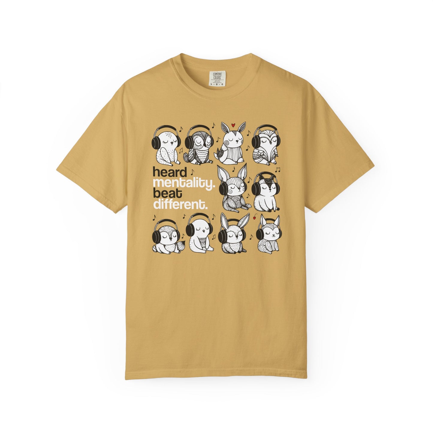 'Heard Mentality. Beat Different.' T-Shirt — Headphone Bunny Animals Graphic Tee