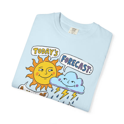 "Today's Forecast: A Mix of Fun and Louds" Tee — Playful Weather Cartoon T-Shirt