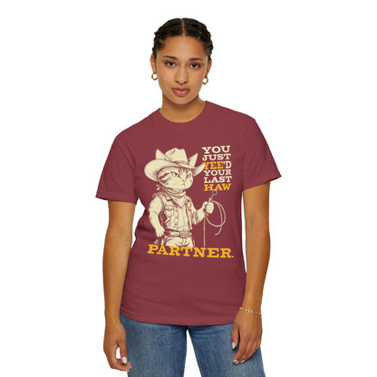 "You Just Yee'd Your Last Haw Partner" Cowboy Cat T-Shirt — Funny Vintage Western Graphic Tee
