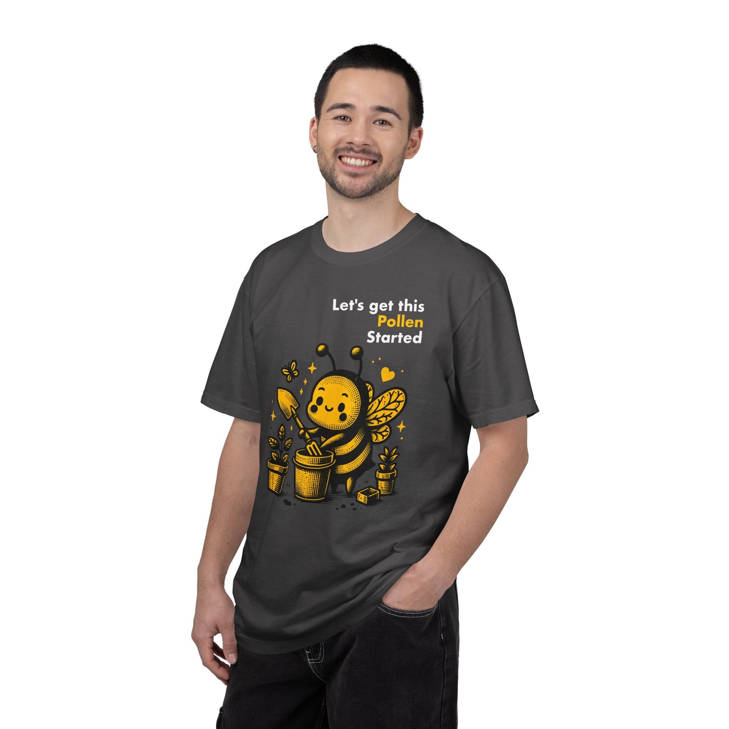"Let's Get This Pollen Started" Bee Gardening T-Shirt — Cute Beekeeper Planting Party Tee