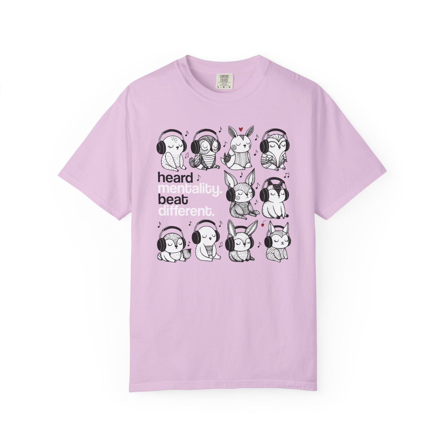 'Heard Mentality. Beat Different.' T-Shirt — Headphone Bunny Animals Graphic Tee