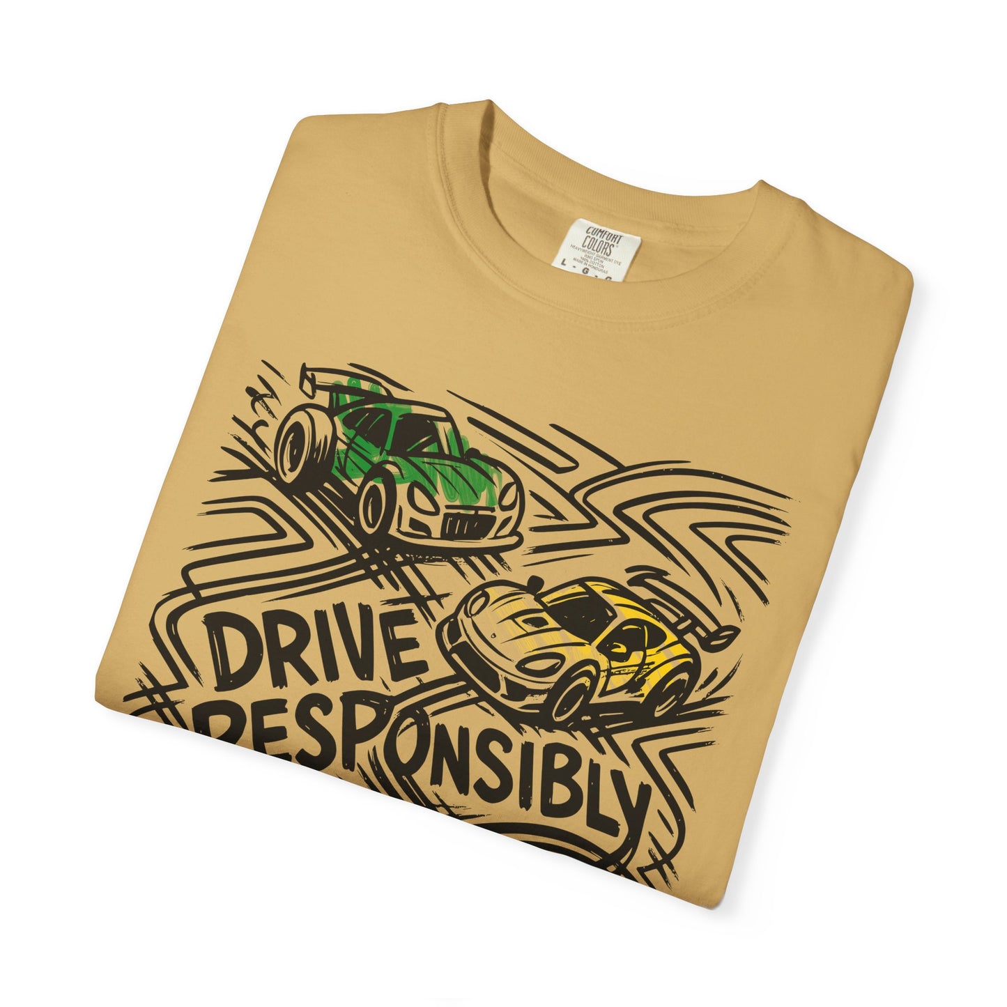 Drive Responsibly Vintage Car T-Shirt — Retro Racer Awareness Graphic Tee