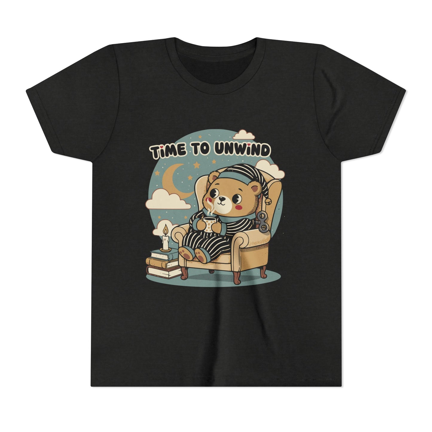 'Time to Unwind' Youth Tee — Windup Toy Bear Relaxing Graphic T-Shirt