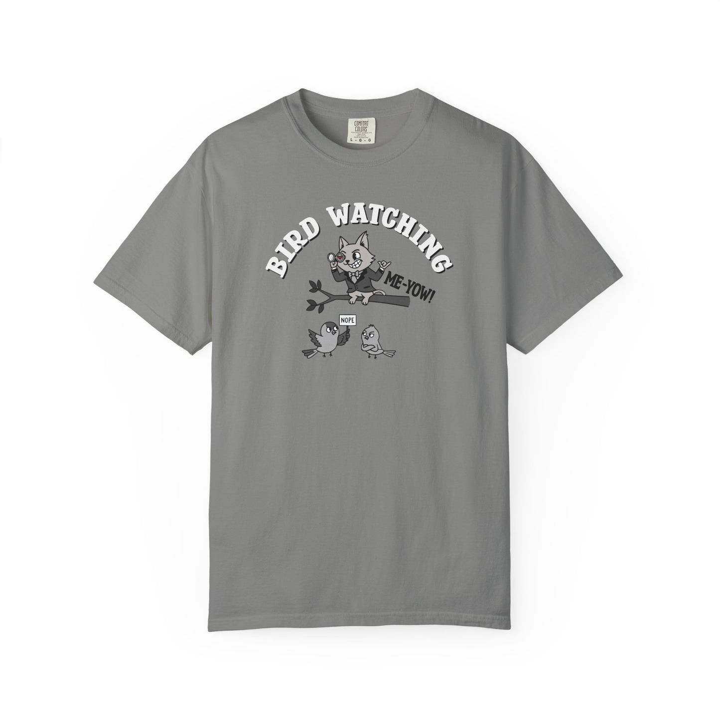 'Bird Watching' T-Shirt — Vintage Cartoon Cat Calling Graphic Tee