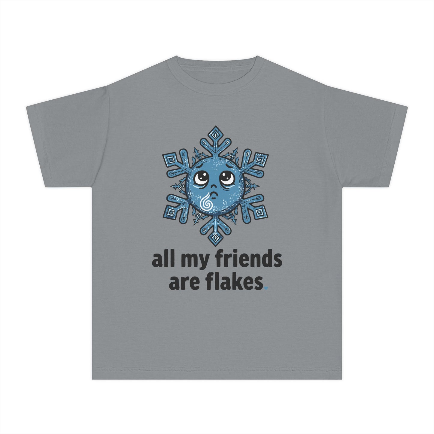 "All my friends are flakes" Youth Tee — Cute Snowflake Graphic Kids T-Shirt
