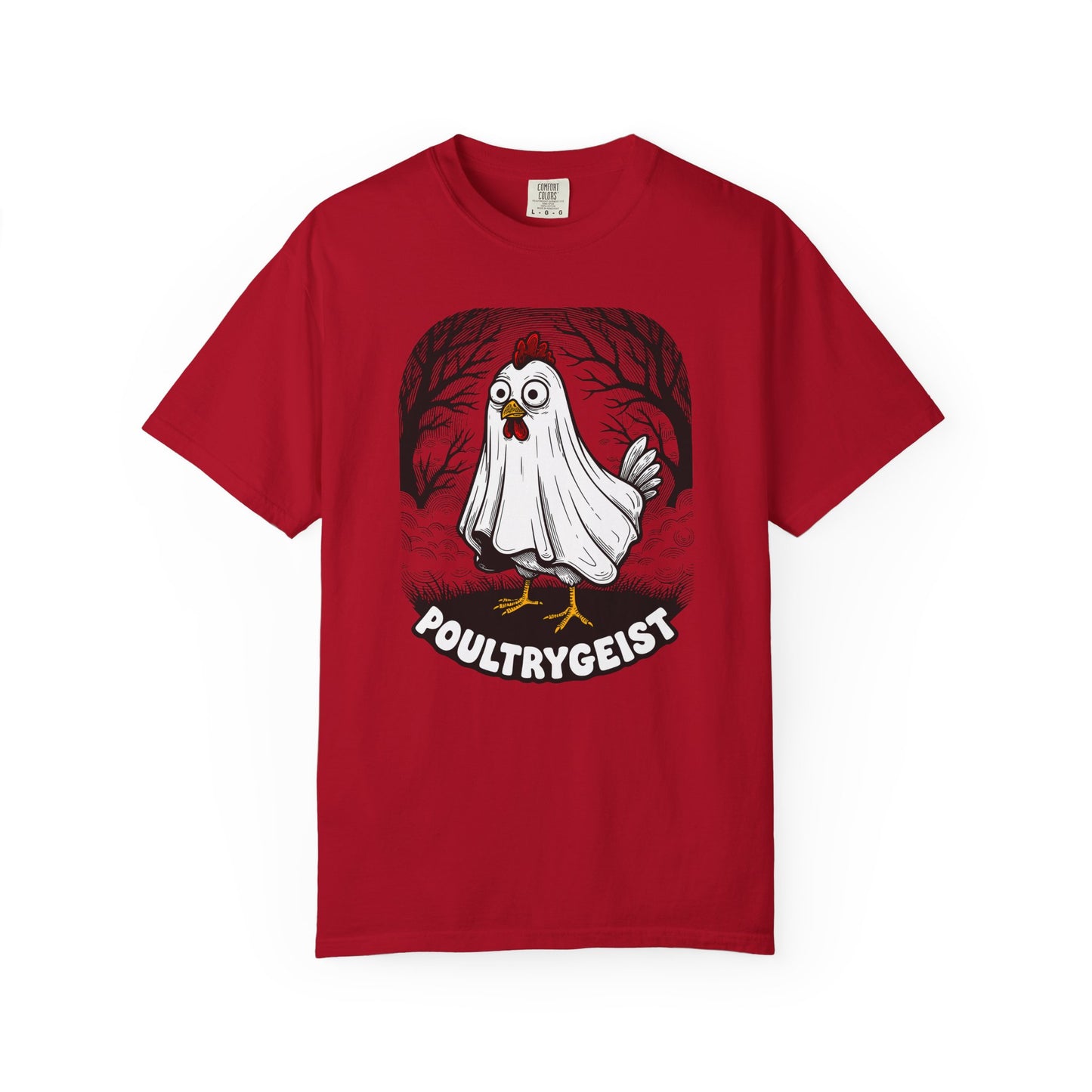 Poultrygeist T-Shirt — Funny Ghost Chicken Halloween Tee