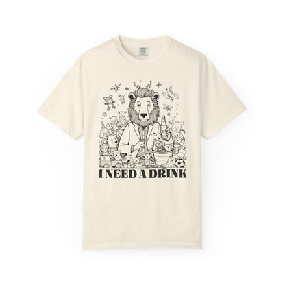 I Need A Drink T-Shirt — Funny Lion Bartender Gentleman Father Graphic Tee