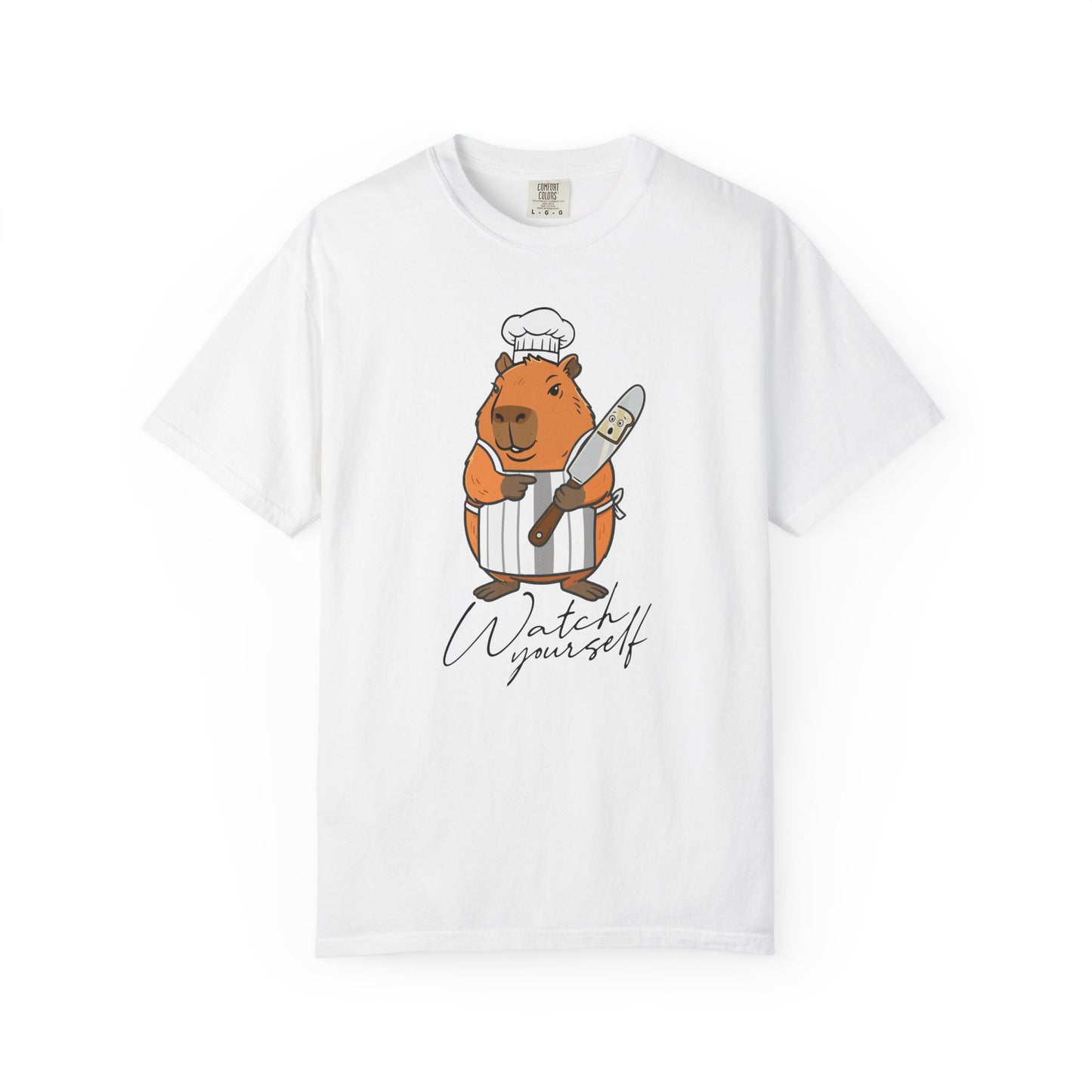 Capybara Chef T-Shirt — "Watch Yourself" Cute Cooking Animal Tee