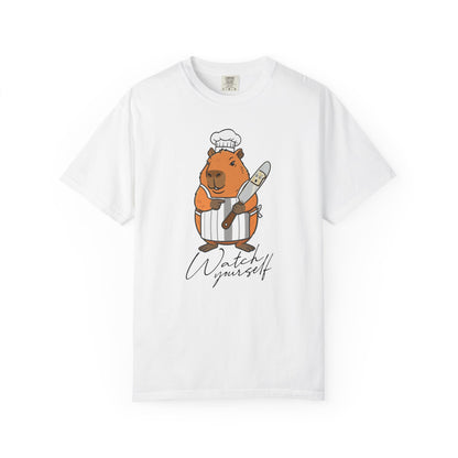 Capybara Chef T-Shirt — "Watch Yourself" Cute Cooking Animal Tee