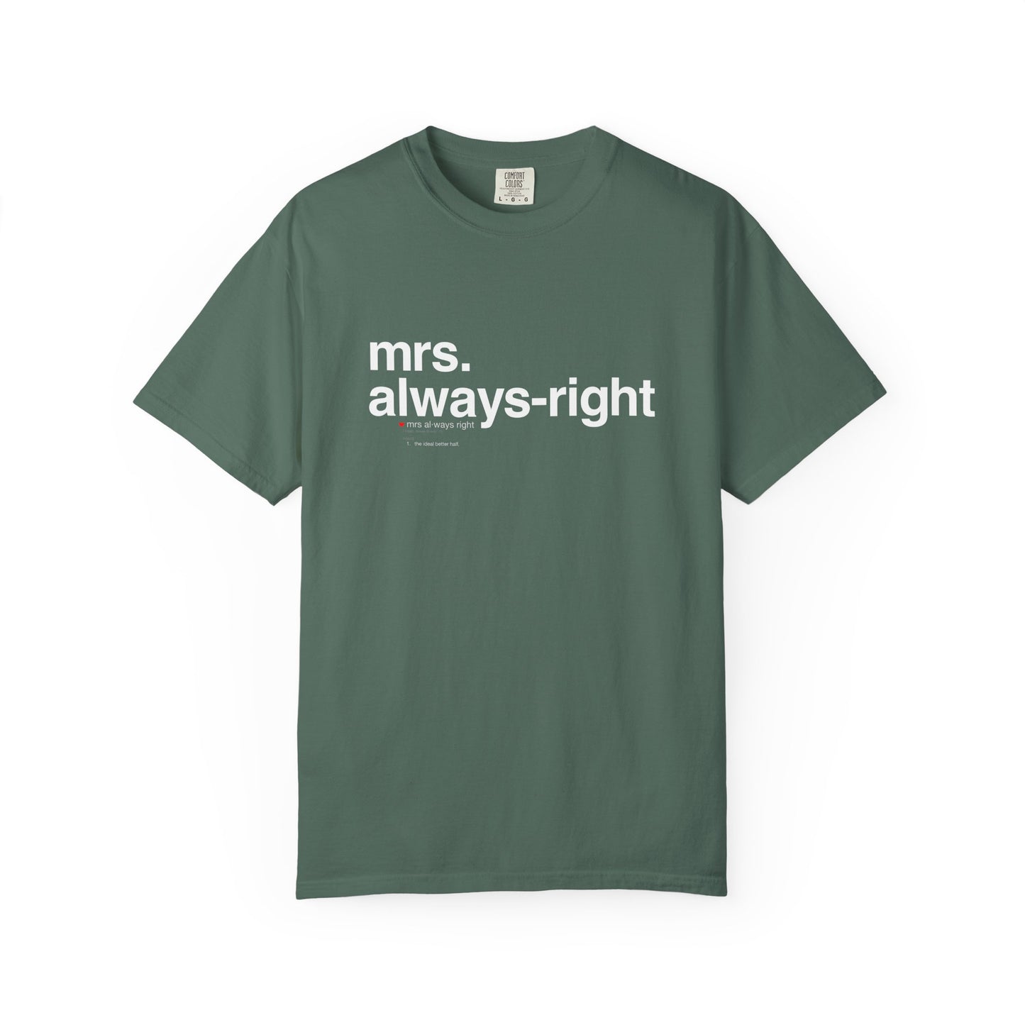 Mrs. Always-Right Couples Tee  — "mrs. always right" Front Text with 'Nutrition Facts' Back Print T-Shirt