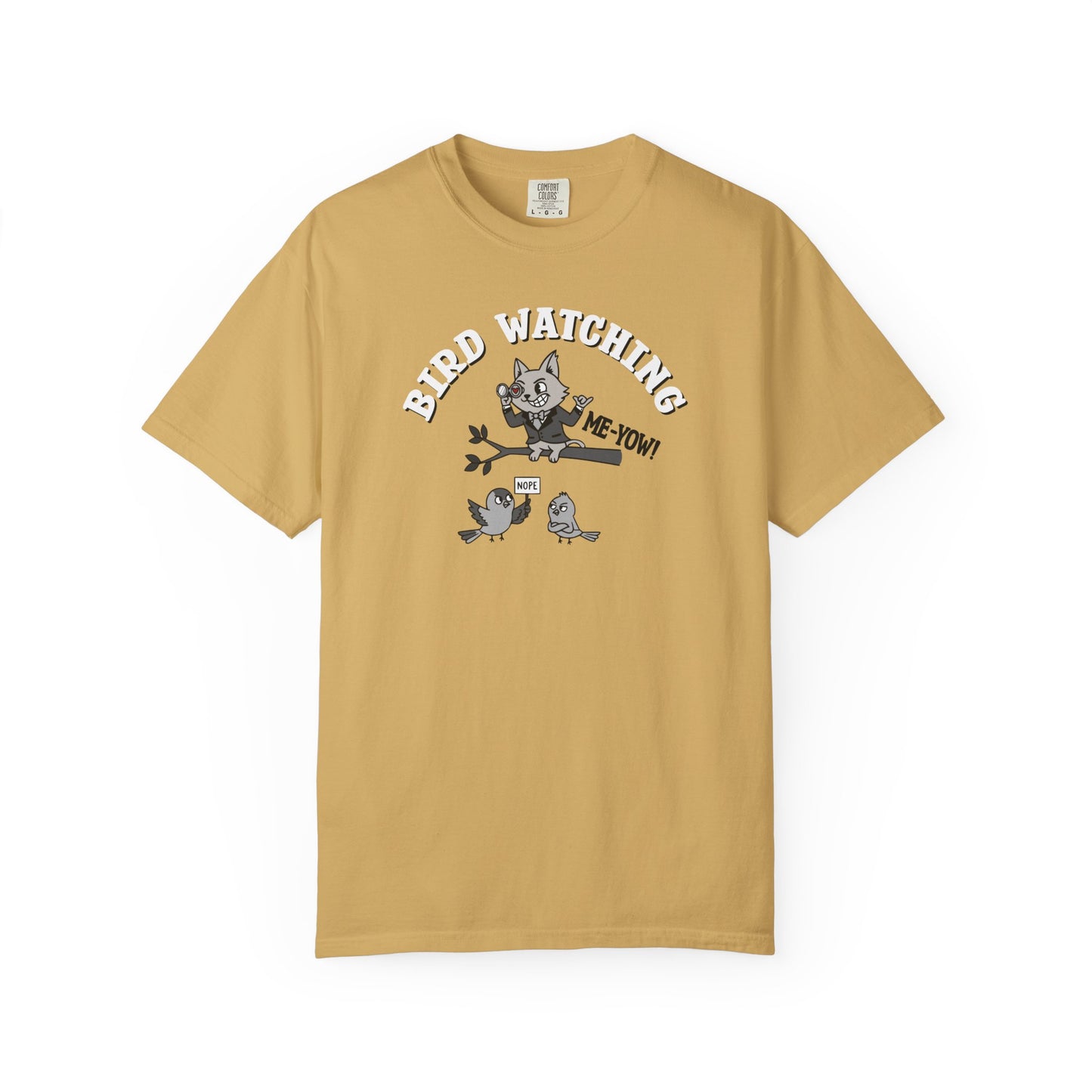 'Bird Watching' T-Shirt — Vintage Cartoon Cat Calling Graphic Tee