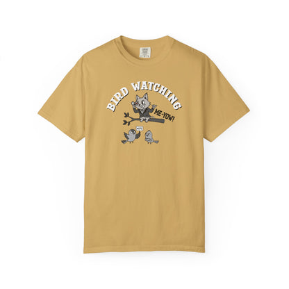 'Bird Watching' T-Shirt — Vintage Cartoon Cat Calling Graphic Tee