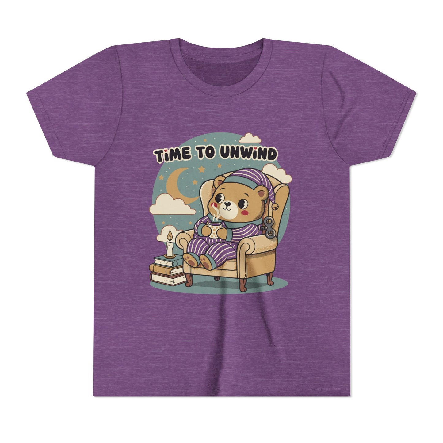 'Time to Unwind' Youth Tee — Windup Toy Bear Relaxing Graphic T-Shirt