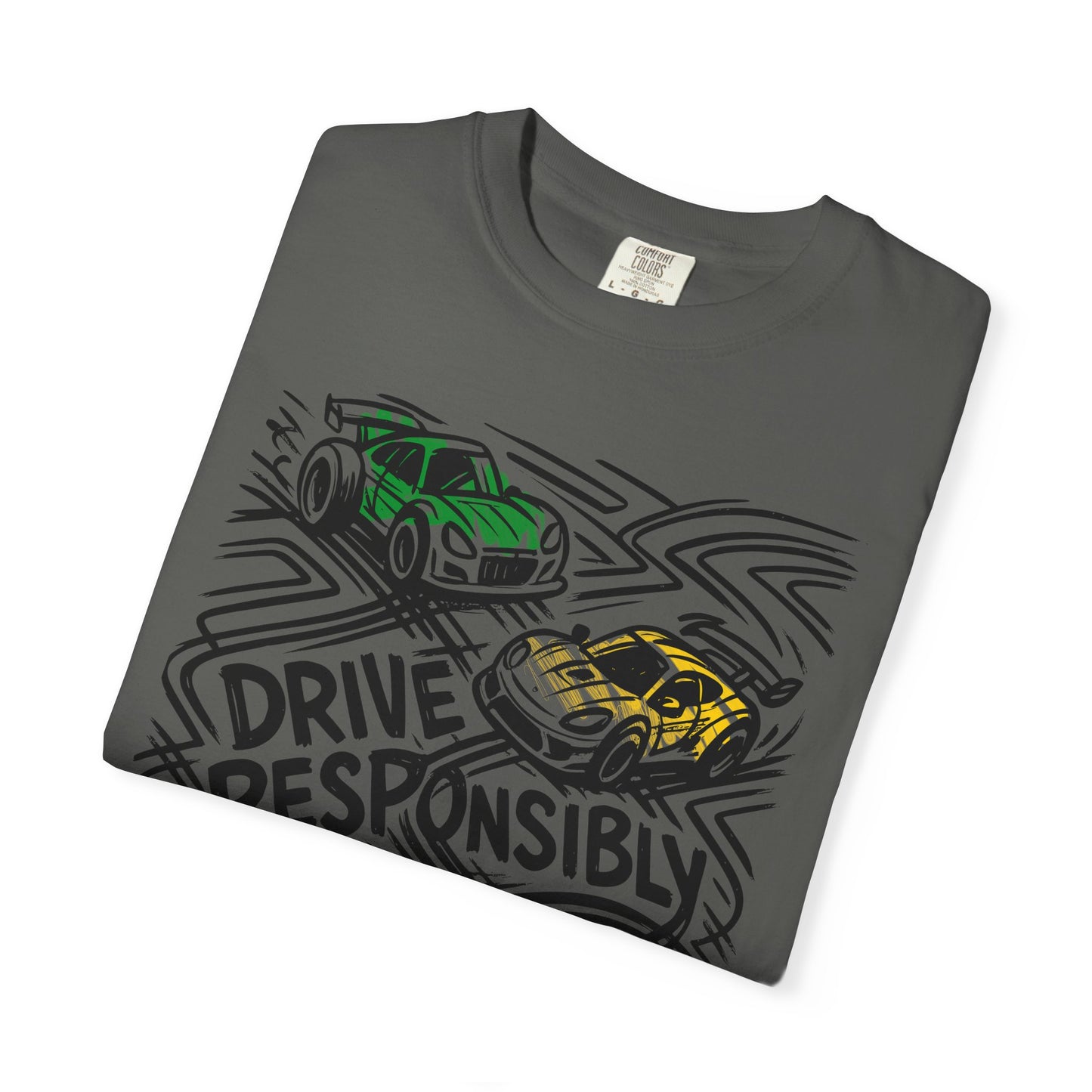 Drive Responsibly Vintage Car T-Shirt — Retro Racer Awareness Graphic Tee
