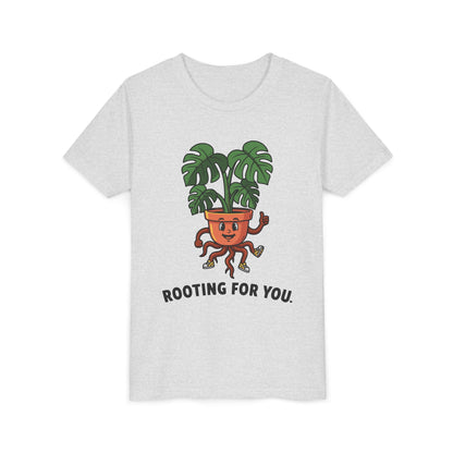 "Rooting For You" Youth Tee — Cute Plant Pot Support Graphic T-Shirt
