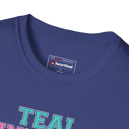 Teal Pink Blue Strong T-Shirt – Thyroid Cancer Awareness Ribbon Support Tee