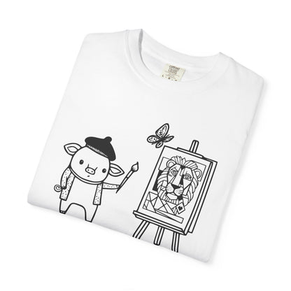 "Pigcasso" Pigment T-Shirt — Cute Pig Artist Illustration Painter Tee