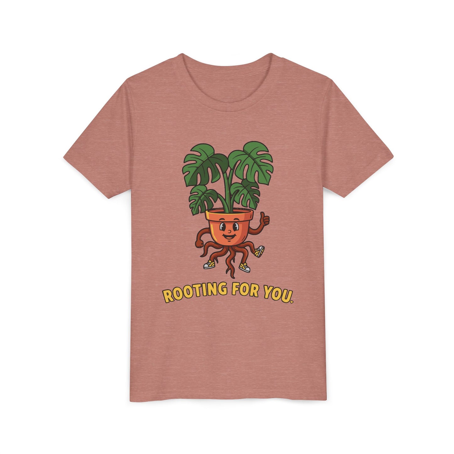 "Rooting For You" Youth Tee — Cute Plant Pot Support Graphic T-Shirt
