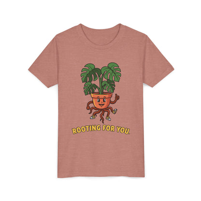 "Rooting For You" Youth Tee — Cute Plant Pot Support Graphic T-Shirt