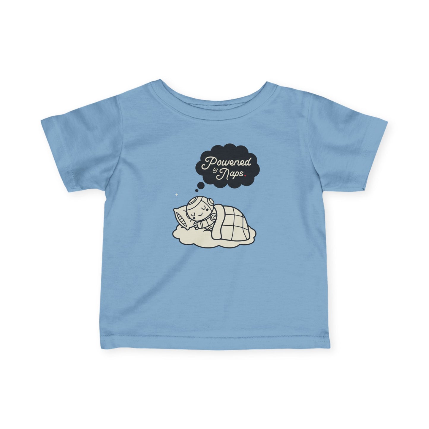 "Powered by Naps" Infant Tee — Cute Sleeping Recharging Baby Robot Android Graphic