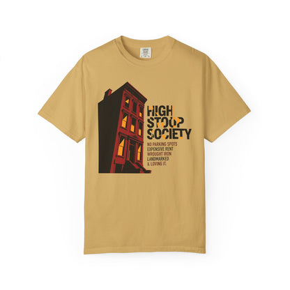 "High Stoop Society" T-Shirt — Vintage Brooklyn New York Brownstone Graphic Tee