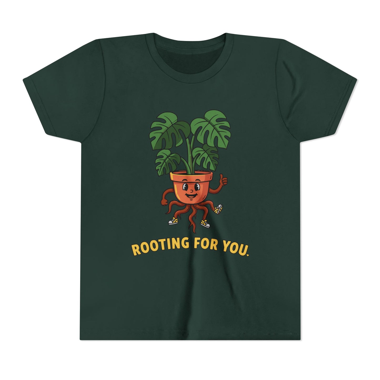 "Rooting For You" Youth Tee — Cute Plant Pot Support Graphic T-Shirt