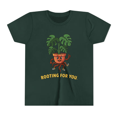 "Rooting For You" Youth Tee — Cute Plant Pot Support Graphic T-Shirt