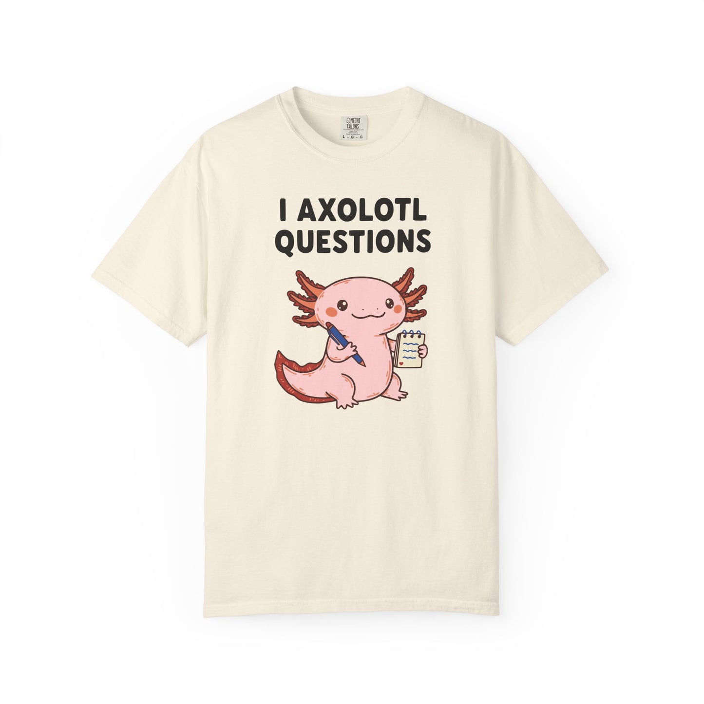 "I Axolotl Questions" T-Shirt — Cute Cartoon Reporter Student Graphic Tee