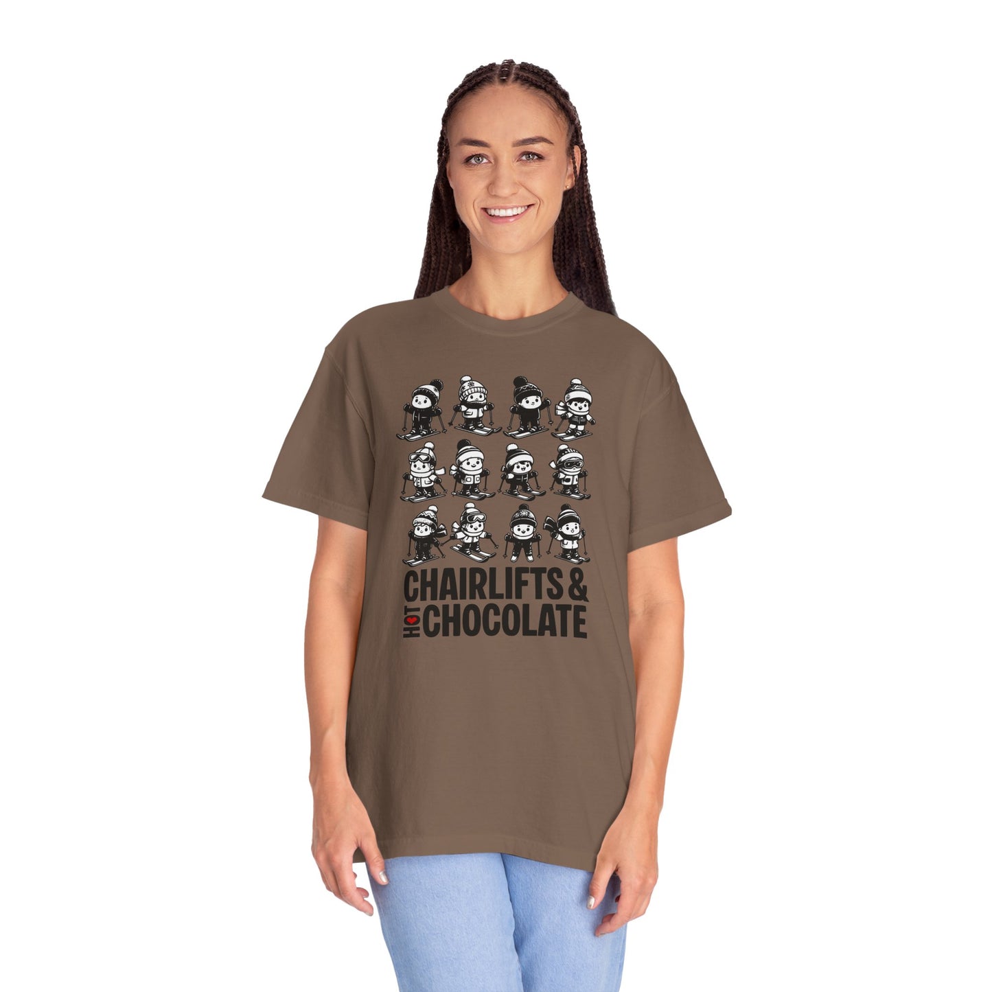 Chairlifts & Hot Chocolate T-Shirt — Cute Ski Lovers Winter Tee