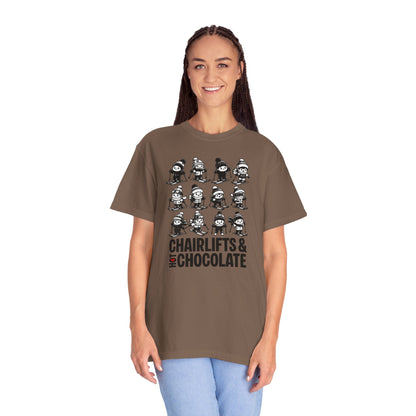 Chairlifts & Hot Chocolate T-Shirt — Cute Ski Lovers Winter Tee