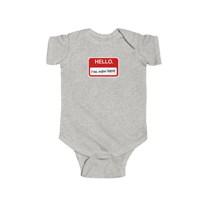 "Hello ❤︎ I'm New Here" Baby Bodysuit - Newborn Welcome Onesie