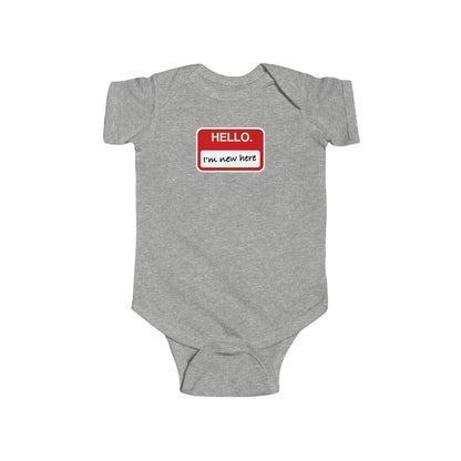 "Hello ❤︎ I'm New Here" Baby Bodysuit - Newborn Welcome Onesie