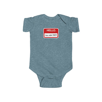 "Hello ❤︎ I'm New Here" Baby Bodysuit - Newborn Welcome Onesie