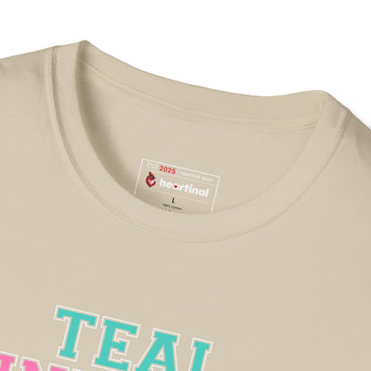 Teal Pink Blue Strong T-Shirt – Thyroid Cancer Awareness Ribbon Support Tee