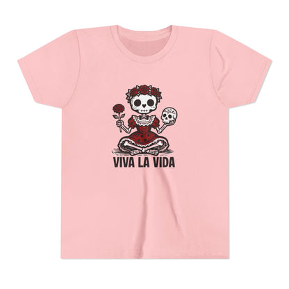 'Viva La Vida' Youth Tee - Day of the Dead Skull Girl Graphic