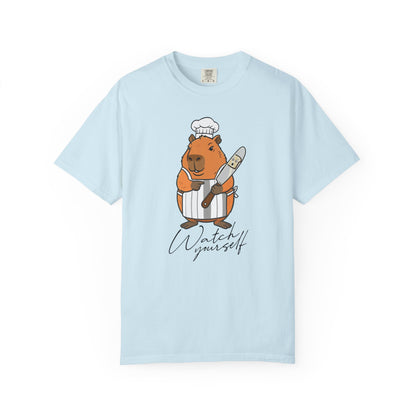 Capybara Chef T-Shirt — "Watch Yourself" Cute Cooking Animal Tee