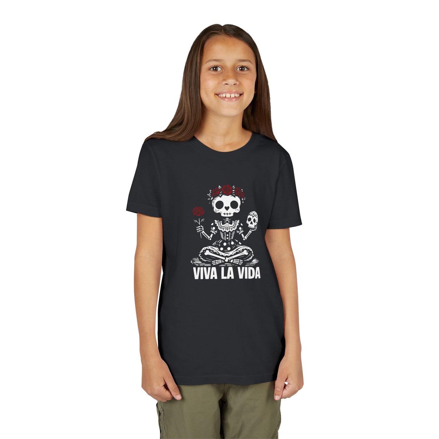 'Viva La Vida' Youth Tee - Day of the Dead Skull Girl Graphic