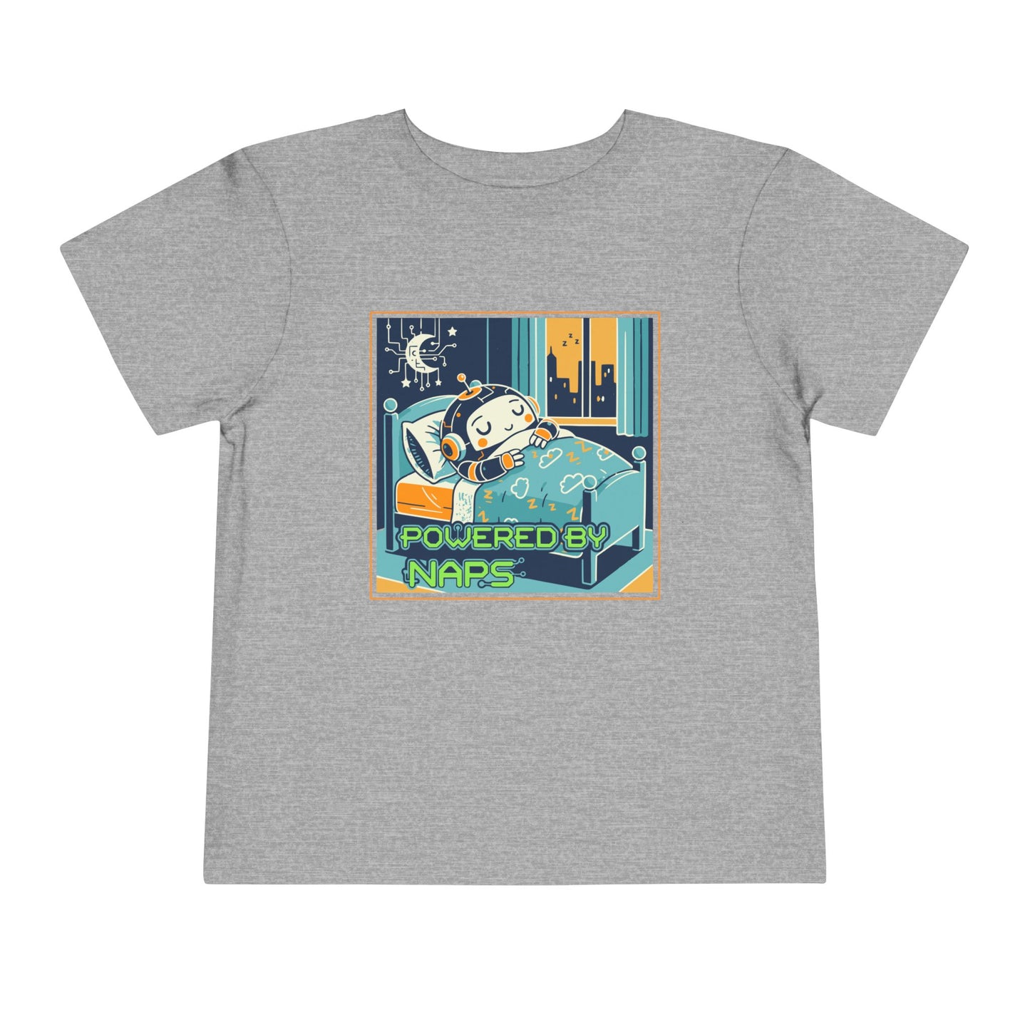 "Powered by Naps" Toddler Tee — Cute Sleepy Robot Android Graphic T-Shirt