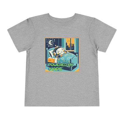 "Powered by Naps" Toddler Tee — Cute Sleepy Robot Android Graphic T-Shirt