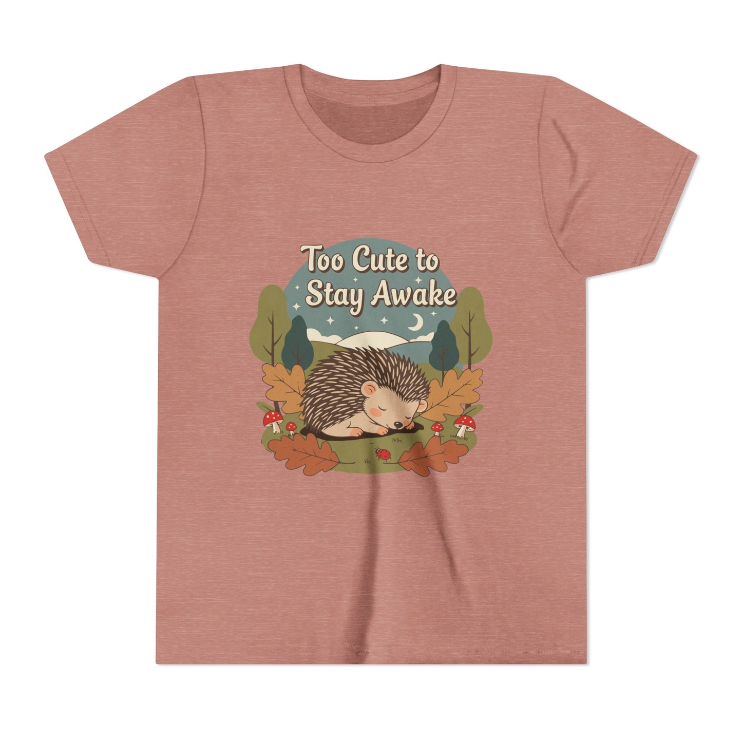 "Too Cute to Stay Awake" Hedgehog Youth Tee — Cute Sleeping Animal Kids Shirt